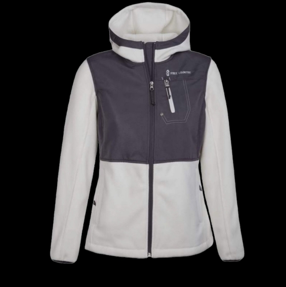 Free Country hoodie jacket small mirco-fleece off white& gray - Picture 4 of 16